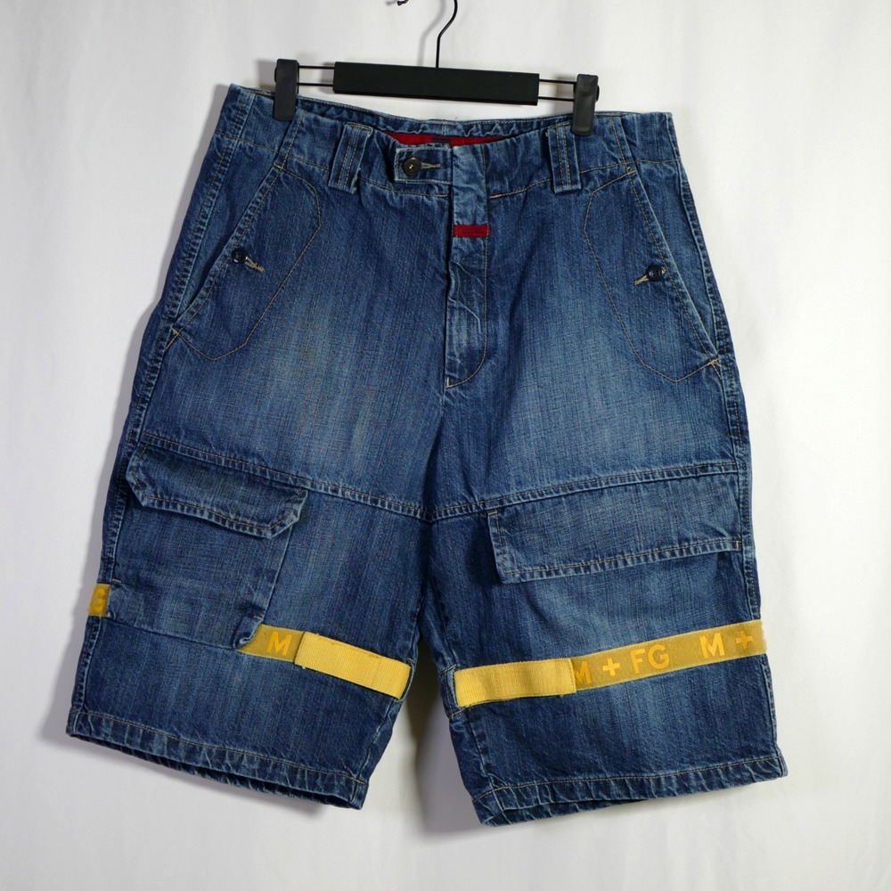 VTG Marithe Francois Girbaud Y2K Shuttle Denim Cargo Shorts Size 34 Baggy Skater